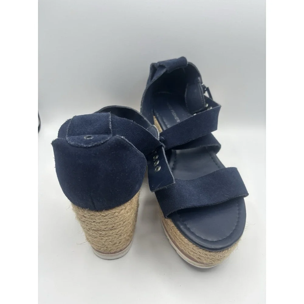 Marc Fisher Zaide Espadrille Dark Blue Suede‎ Platform Wedge size 9.5